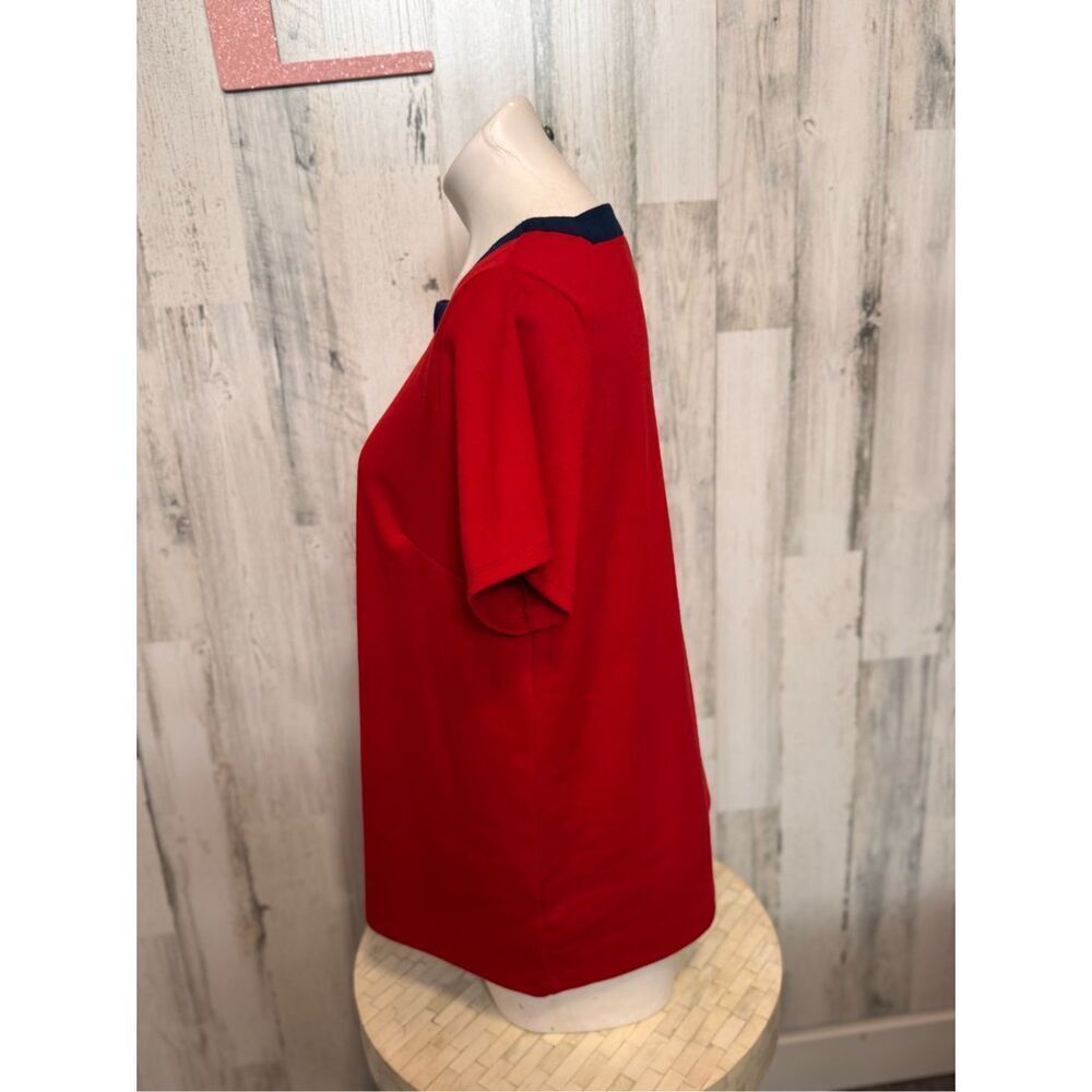 Liz Claiborne Red Top with Navy Trim – Size L - Picture 2 of 8